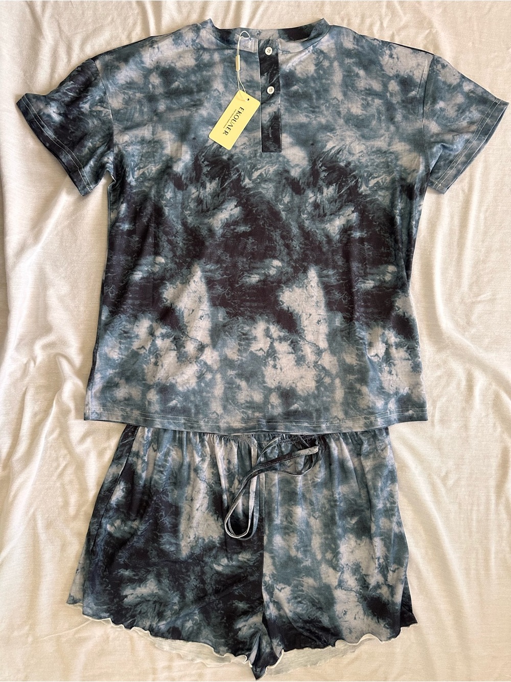 Tie-Dye Short Sleeve Kids Pajama Set - Blue/Gray